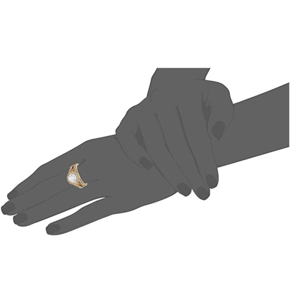 Classic Style Gold And Diamond Ring Gold platted over Sterling - Picture 2 of 5